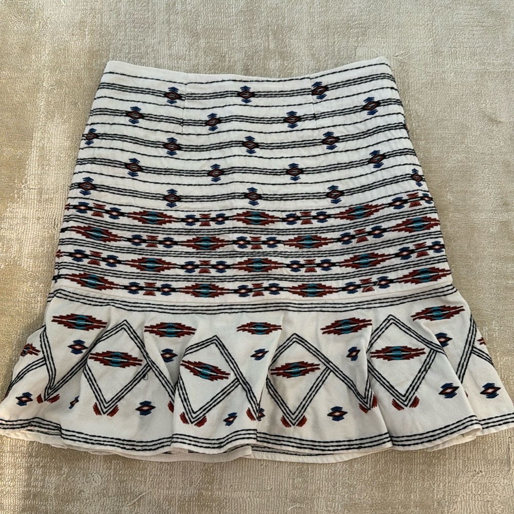 Cynthia Vincent Embroidered Mini Skirt with Zip